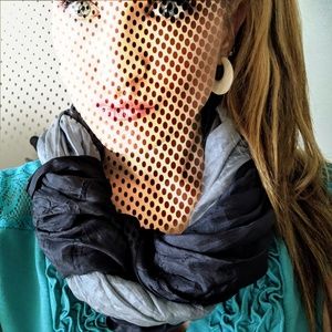 Gray Ombre Fringe 100% Silk Scarf